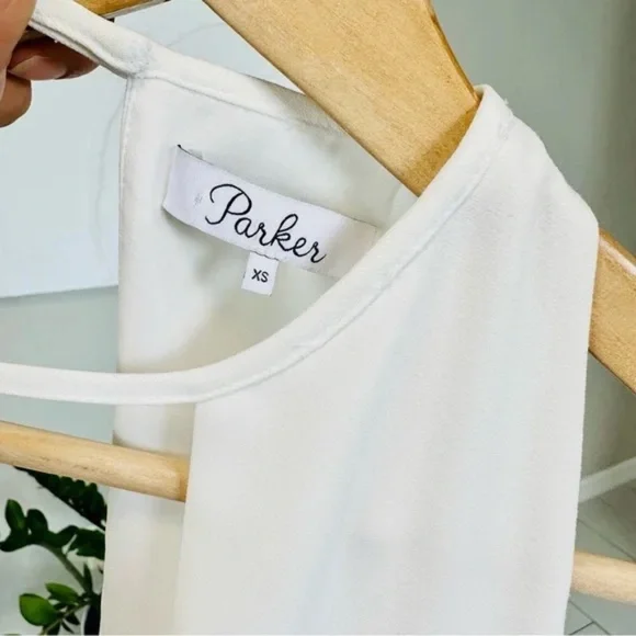 Parker Riviera Lace-Up Sides White Dress Keyhole Neck - Picture 11 of 15